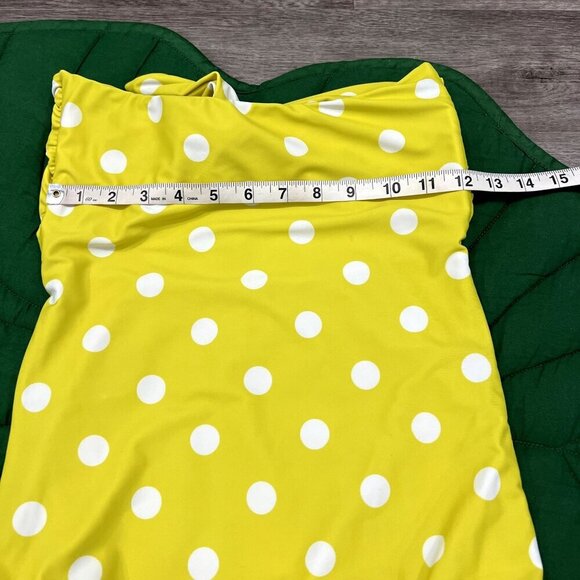 Mikoh Womens XL Lana Yellow Polka Dot Strapless Tie Front One Piece Swimsuit - Picture 5 of 7